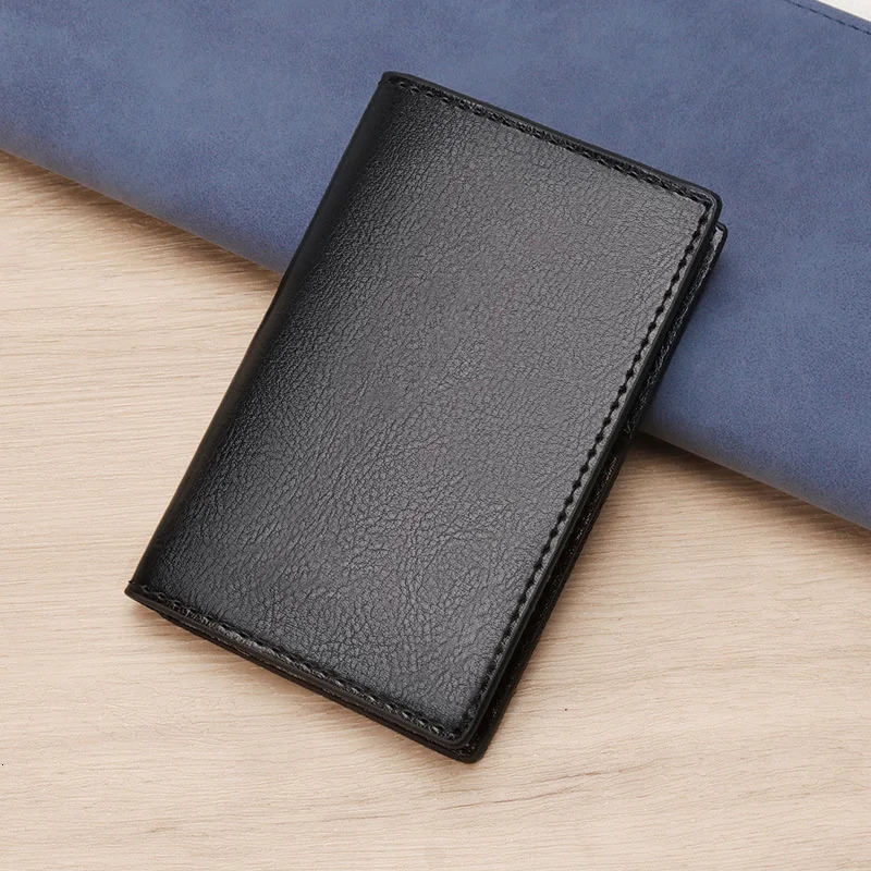 Card Holders Thin Mens Wallets Genuine Leather ID Credit Card Holder Bifold Slim Small Black Card Case Wallet for Men 250208