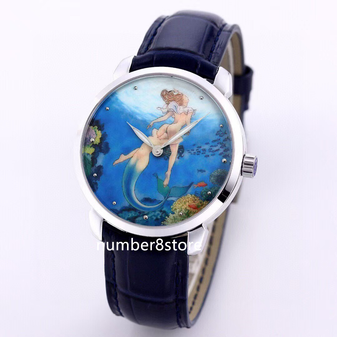 Classico Manara Manufacture Erotic Watch 3203 136LE Miniature Painting Dial 2892 Automatic Stainless Steel Luxury Wristwatch Sapphire Crystal 10 Colors