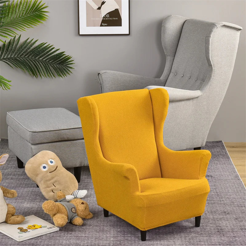 Kids Size Wing Chair Cover Small Jacquard Wing Back Sofa Covers Elastic Spandex Armchair Cover Furniture Protector Slipcovers 250210