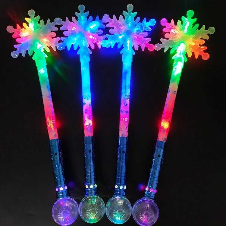 New Colorful Flash Wand Snowflake Wand Kids Girls Princess Magic Wand Toy Cute Angel Love Heart Glowing Magic Wand Cosplay Props W250210