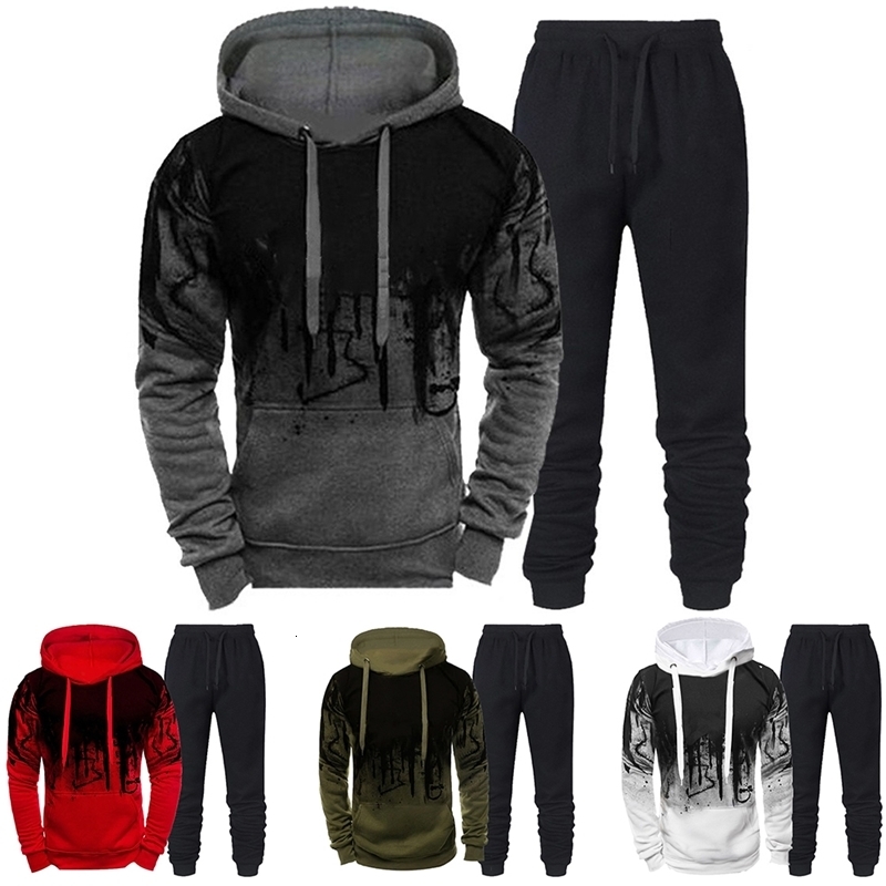 Autumn Winter Trending Tracksuits Men Camouflage Hoodie Pant 2 Piece Set Sports Wear 3d Ink Jogging Suits 250208