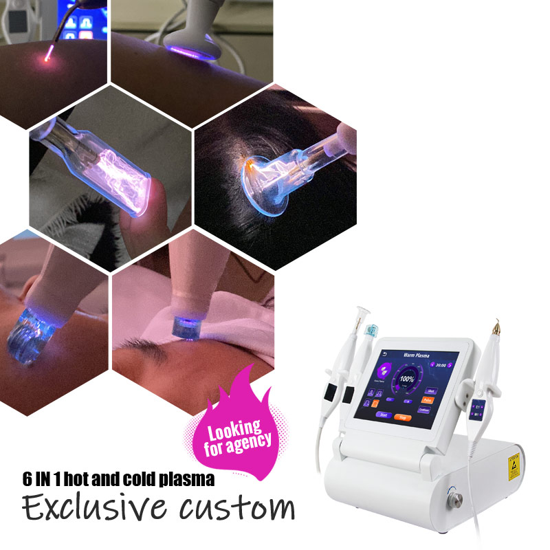 Custom Logo 6 IN 1 Hot and Cold Spark Plasma Beauty Machine Freckle Removal Facial Anti-Aging Face Lifting Care Rejunevation Fusion Plasma Treatment D