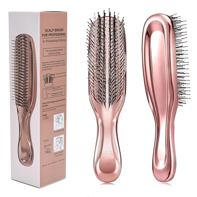 Japanese Premium Head Massager Scalp Brush Hair Massager Shampoo Brush Wet Plastic Detangling Brush Hair Cleaning Comb Rose Gold 250210