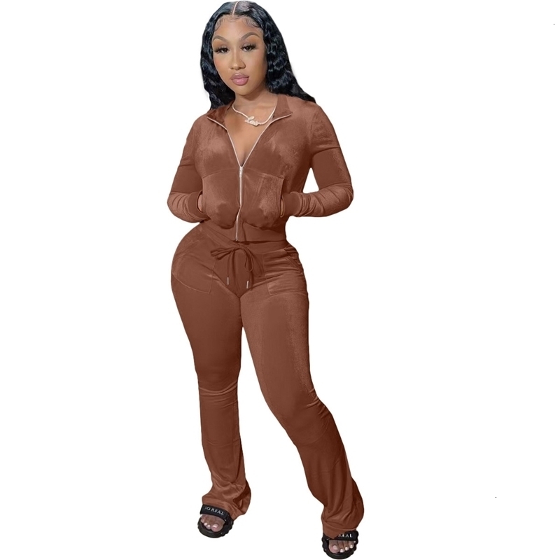 Womens Tracksuits Two Pieces Set 2025 New Autumn Winter Korean Velvet Leisure Sports Suit 8 Colours