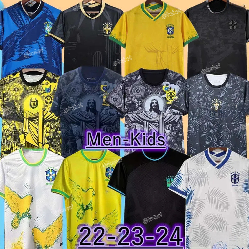 BraziLS Soccer Jersey 24 25 Copa America Cup NEYMAR VINI JR 2024 BrasIL National Team Football Shirt 2025 JESUS Special Home Away Fans Player Mens Kids Kit Sets 10