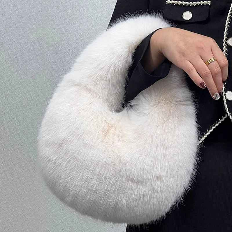 Faux Fur Ladies Shoulder Bag Soft Plush Womens Evening Tote Handbag Womens Clutch Fluffy Crossbody Bag 250207