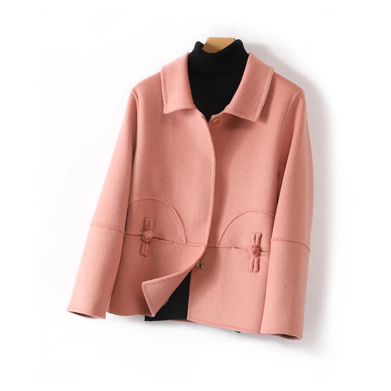 2025 Polo Collar Short Plate Buckle Womens Coat Casual AllMatching 100 Pure Wool Fashion Wear Top 250109Z