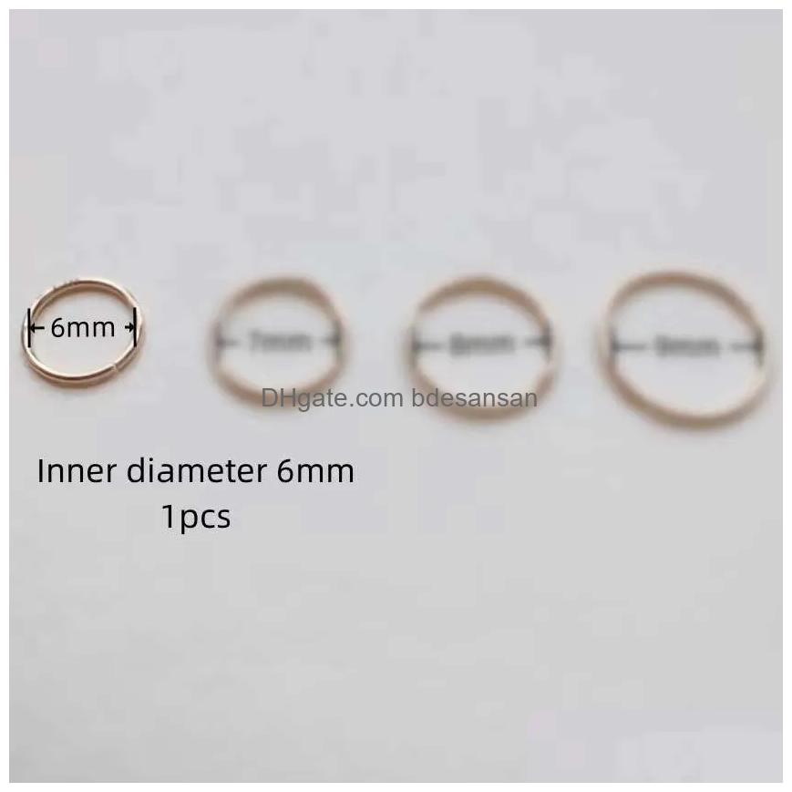 Nose Rings Studs Goldtutu 14K Gold Simple Hoop Ring For Men And Women Small Piercings Au585 Kj468 Drop Delivery Jewelry Body Dhf1H