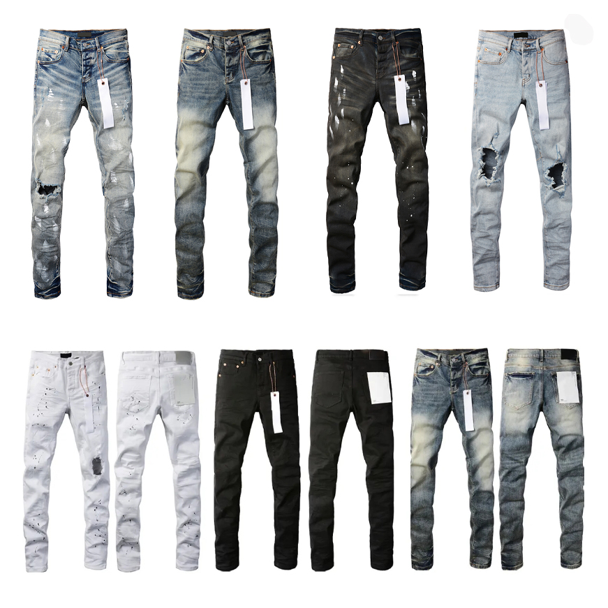Mens Jeans Designer purples Skinny Jeans Pants Fashion distressed ripped biker black blue jean slim fit motorcyc stretch Denims For Man Black Pants a3