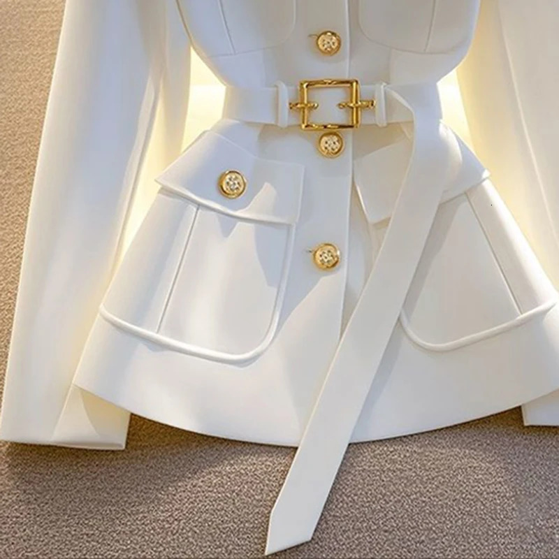 Womens Blazer Coat Autumn Long Sleeve Casual Single Breasted Elegant Office Waist Ladies Suit Jacket lady Outerwear 250206