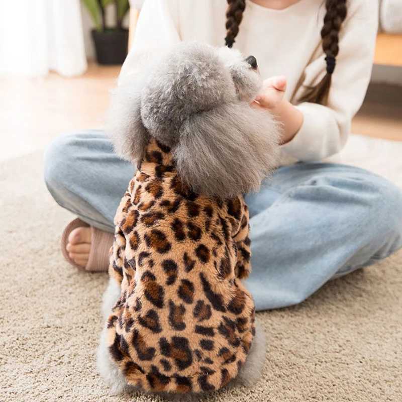 Winter Warm Dogs Coat Leopard Print Small Breed Dogs Clothes Fancy Luxury Coats Puppy Female Schnauzer Pet Clothing Supplies X250210