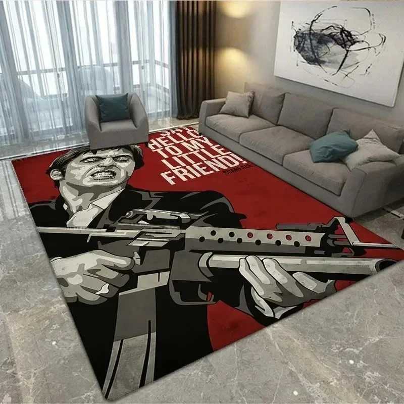 Movie Scarface 3D Printing Carpet for Living Room Non-slip Floor Mat Washable Bedroom Sofa Doormat Large Area Rug Decoration Y250210