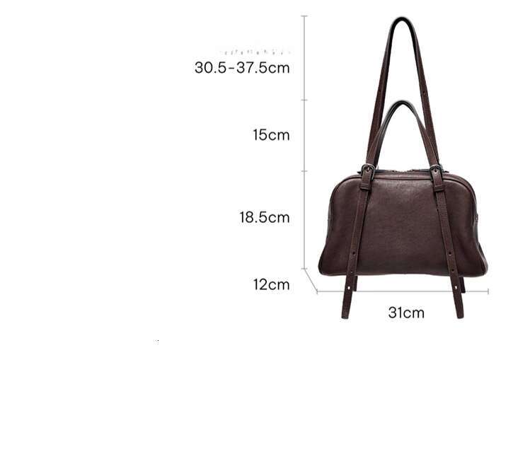 Women's Bags Women's tanned leather, leisurely bowling bag, high-end feeling, commuting large capacity, hand-held single shoulder bag