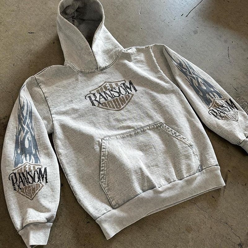 Y2K Men Hoodies Clothes Hip Hop Graphic Goth American Retro Pullover Punk Fashion Streetwear High Street Grunge Vintage 250109