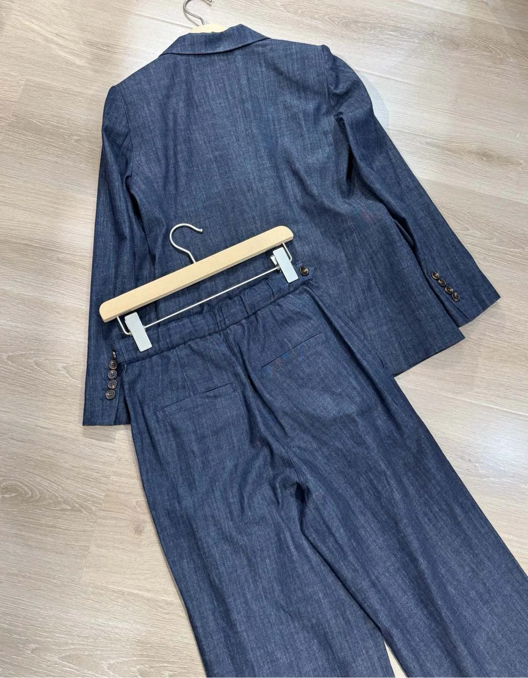 Spring high quality denim pant suits 250210