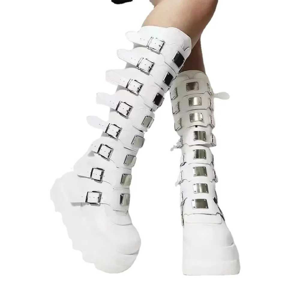 Long Boots Women Gothic Shoes Platform Knee High Boots Punk Black Sexy Motorcycles Boots 2023 New Halloween Cosplay Women BootsC250210