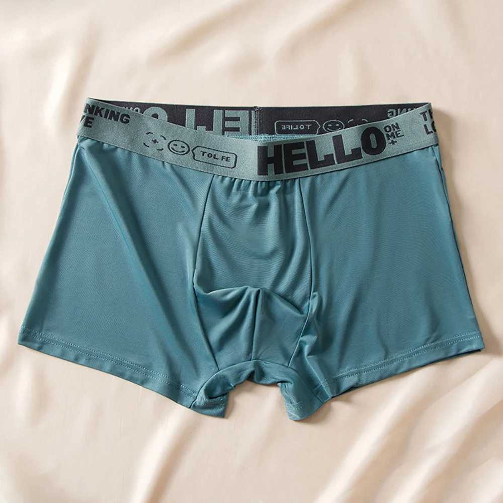 5pcs/lot Boxer Shorts Ice Silk Mens Underwear Summer Breathable Underpants U Convex Lingerie Breathable Sexy Panties W250210