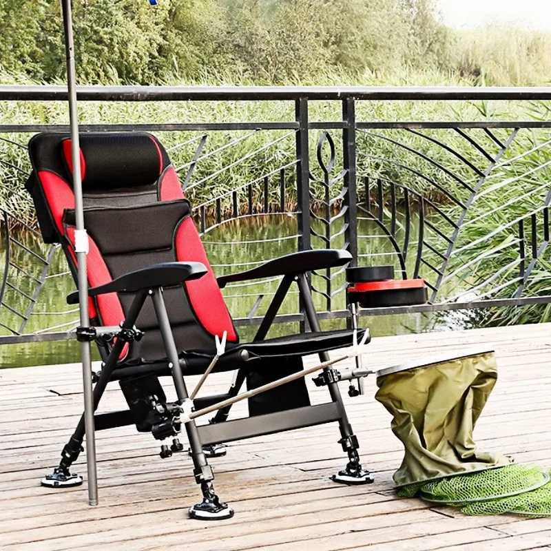 Outdoor Retractable Fishing Chair Portable Fishing Chair With Adjustable Stool Folding Camping Chair Fishing Equipment X250210