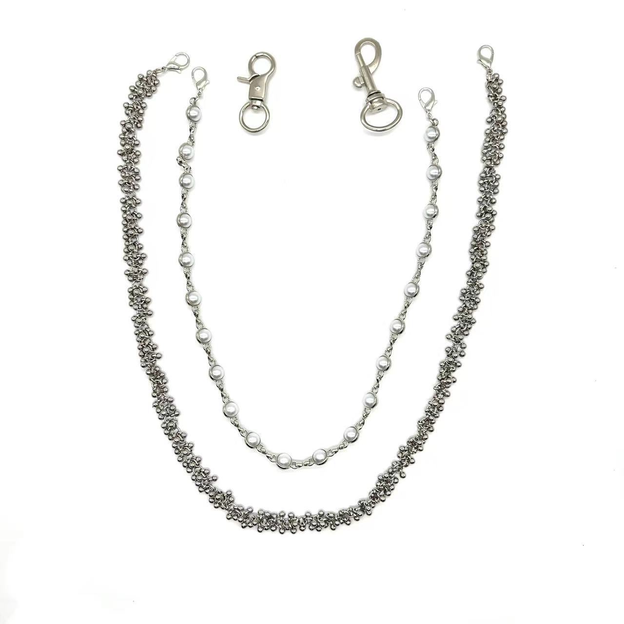 Minimalism Bead Flower Three Tier Silvery Pants Chain Mens And Womens Styles luxurious Retro Key Chain Gothic y2k Accessories 250107