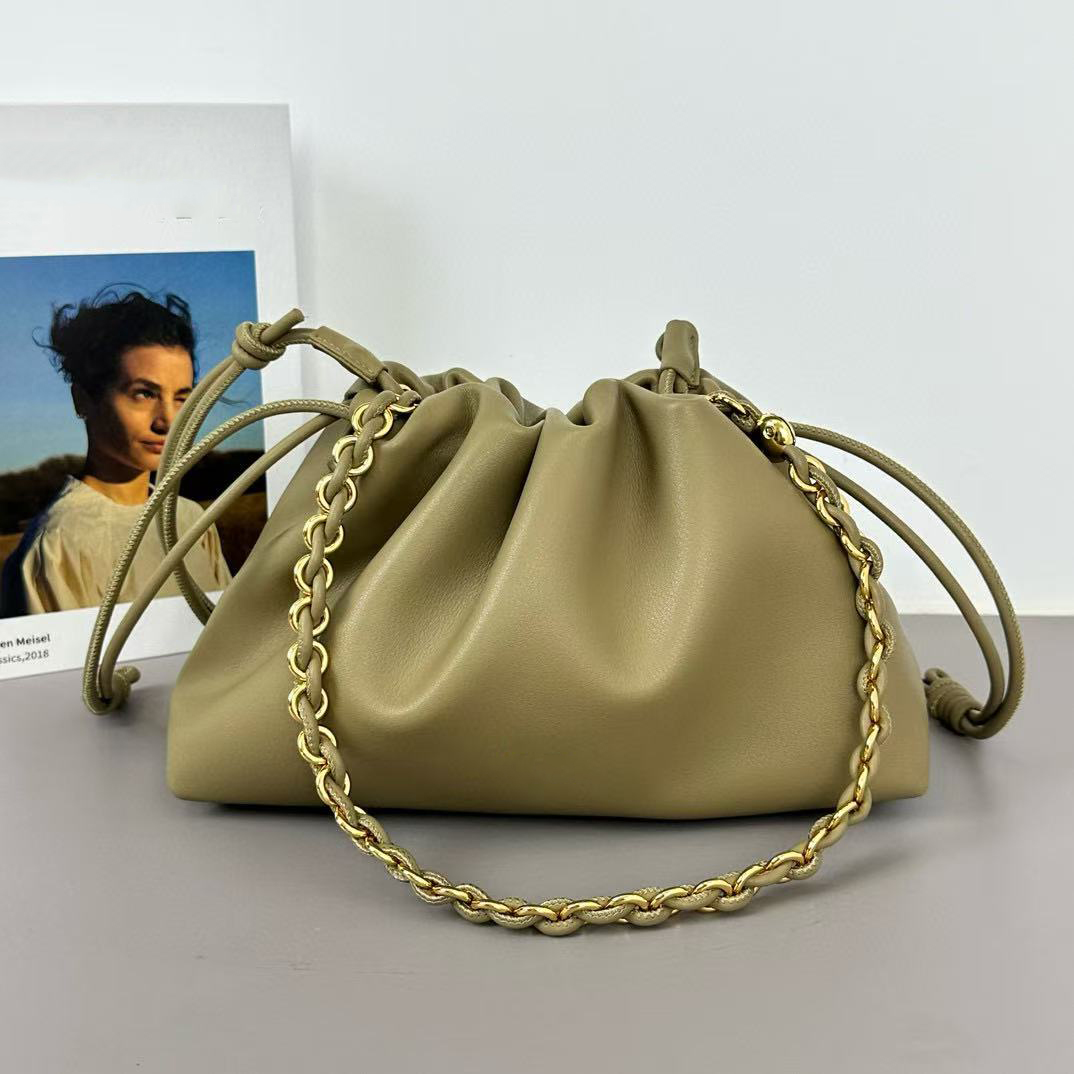 5A Cloud Bag Flamenco Purse Designer Women Handbag Pleated Cowhide Chain Single Shoulder Bag Luxury Crossbody Bags Drawstring Full Leather Soft