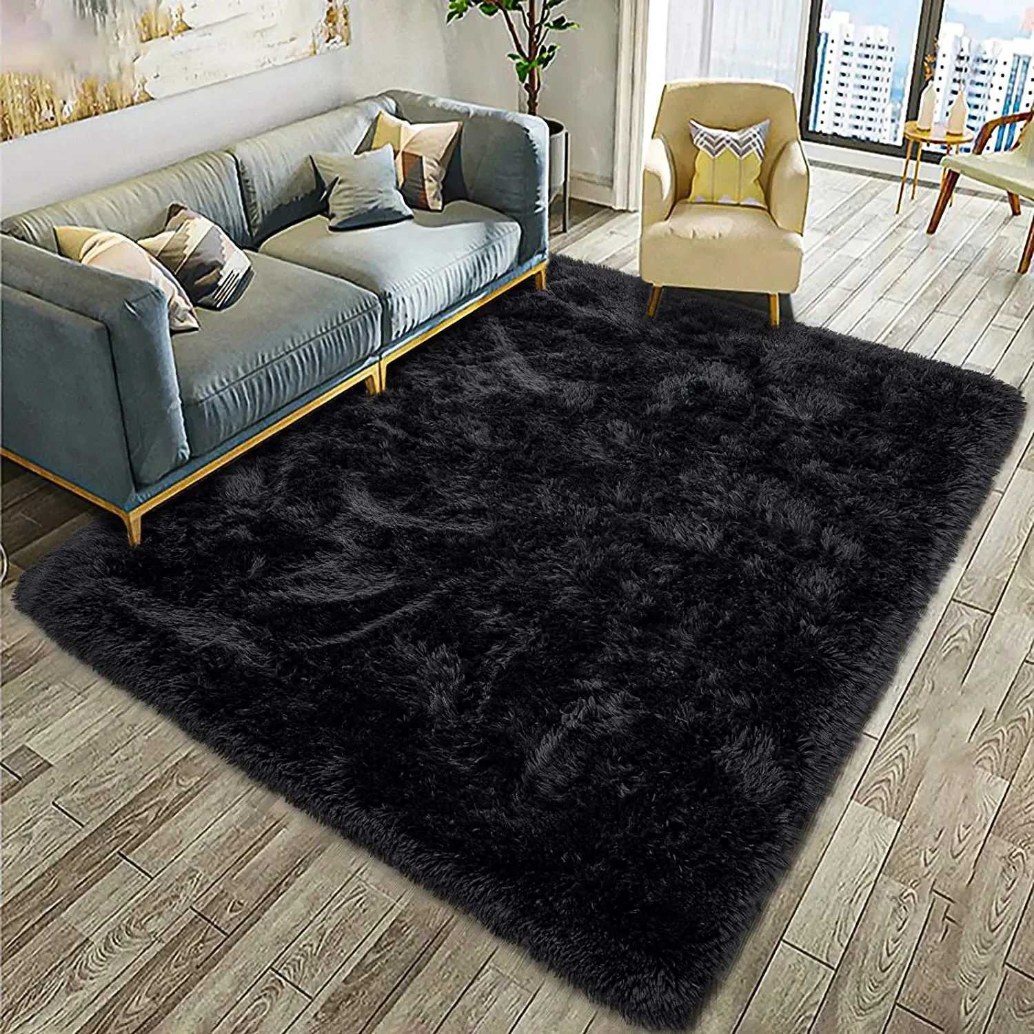 Fluffy Soft Kids Room Carpet Anti-Skid Large Fuzzy Shag Fur Area Rugs Modern Indoor Home Living Room Carpet Children Bedroom Rug Y250210