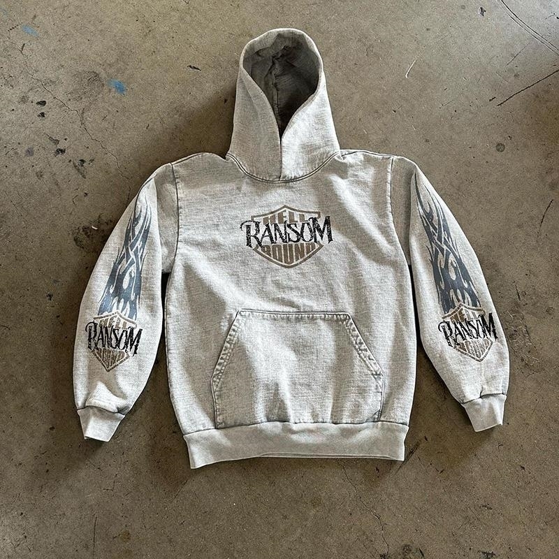 Y2K Men Hoodies Clothes Hip Hop Graphic Goth American Retro Pullover Punk Fashion Streetwear High Street Grunge Vintage 250109
