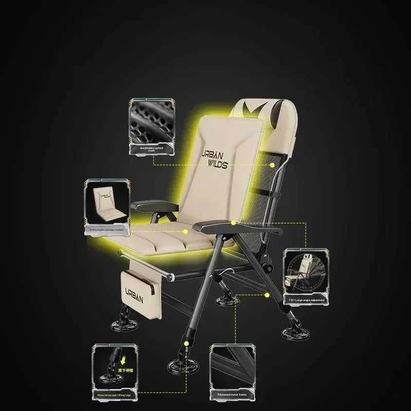 European lightweight folding fishing chair multifunctional tilted wild fishing chair all terrain tourism leisure chair X250210