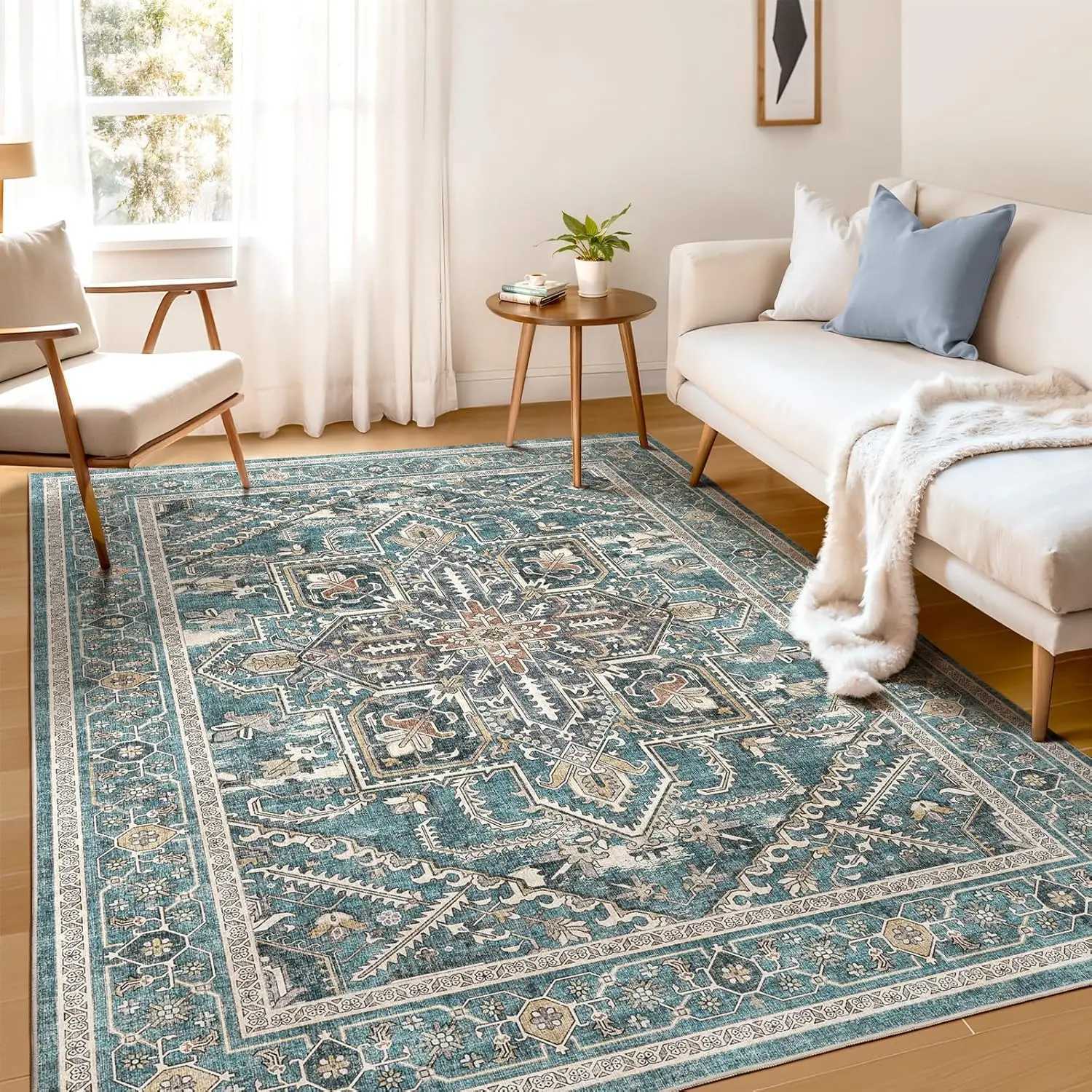vikama Boho Area Rugs Machine Washable for Living Room BedroomNon-Slip Floor Carpet Indoor for Dining Room Bedroom Home Decor Y250210