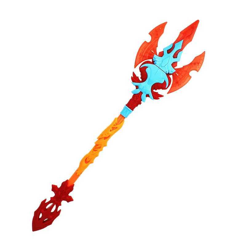 Childrens Electric Trident Toys Can Be Rotating Glowing Music Stick Cartoon Anime Cosplay Action Figure Boys Model Toys W250210