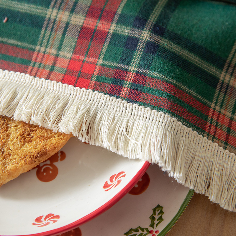Retro Plaid tissu classique Classic Red and Green Plaid Dining Tablet Tissu de tissu décoratif Tipe bas basse Cloth H-3