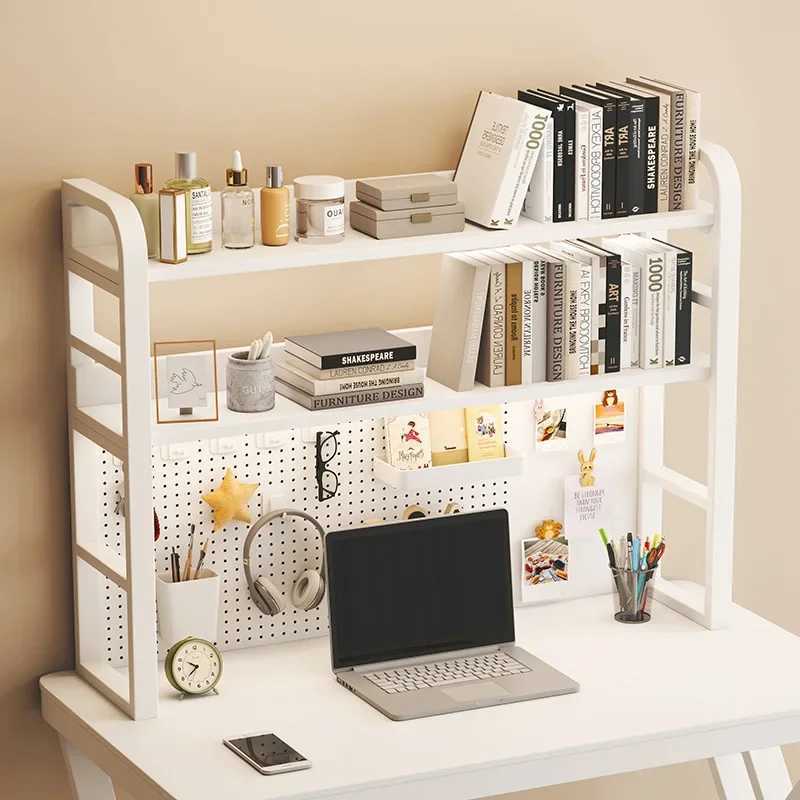 Storage Holders Racks Minimally modern office desk with multi layer wrought iron storage rack student home computer desktop perforated board bookshelf