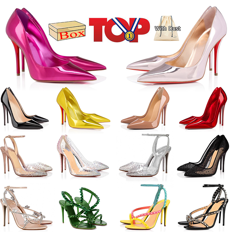 Top Qaulity Rouge à fond talons créateurs High Heels Womens Luxurys Fashion Nude en cuir noir femme pointues Pumps Ladies Stiletto talons chaussu