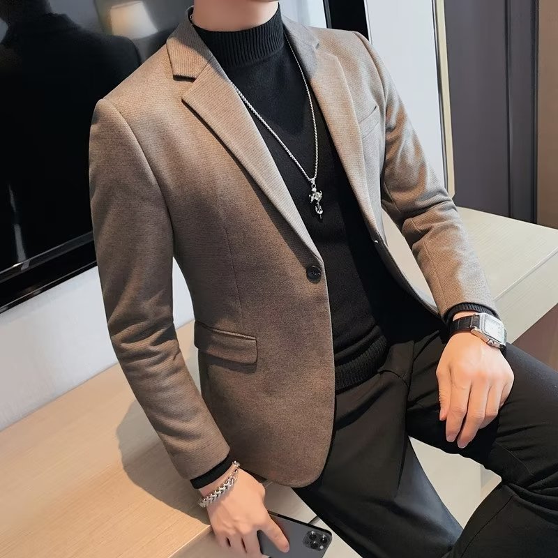 S208High-Quality Korean Slimline Men's Coat - Trendy and Comfortable Casual Outfit