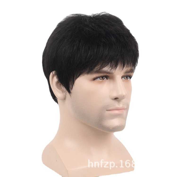 All true Hair Wig Mens real hair wig inch short hair handsome round inch hair inch flat head natural ventilationW250210