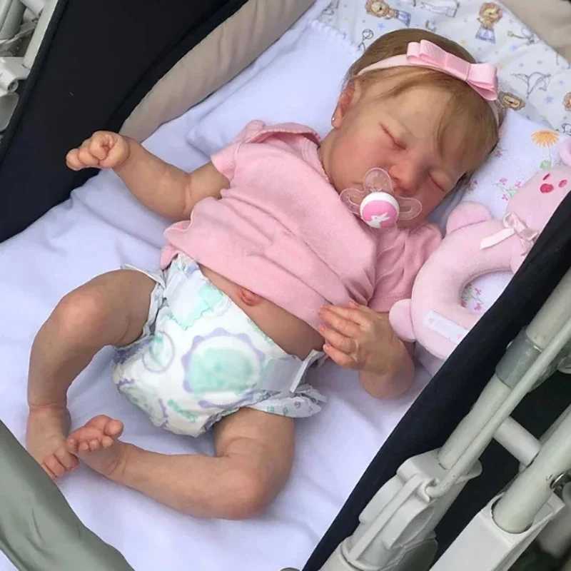 47CM Full Body Vinyl Reborn Doll Levi Asleep with Rooted Hair Soft Touch Reborn Baby Doll Hand Paint Visible Veins Can be washed X250210