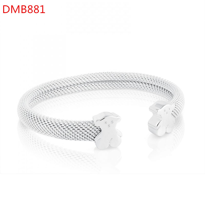 Fashion Women Girls Silver Rose Gold Black Stainless Steel Round Wire Rope Bear Open Banble Bracelets Jewelry Pulsera A Gift