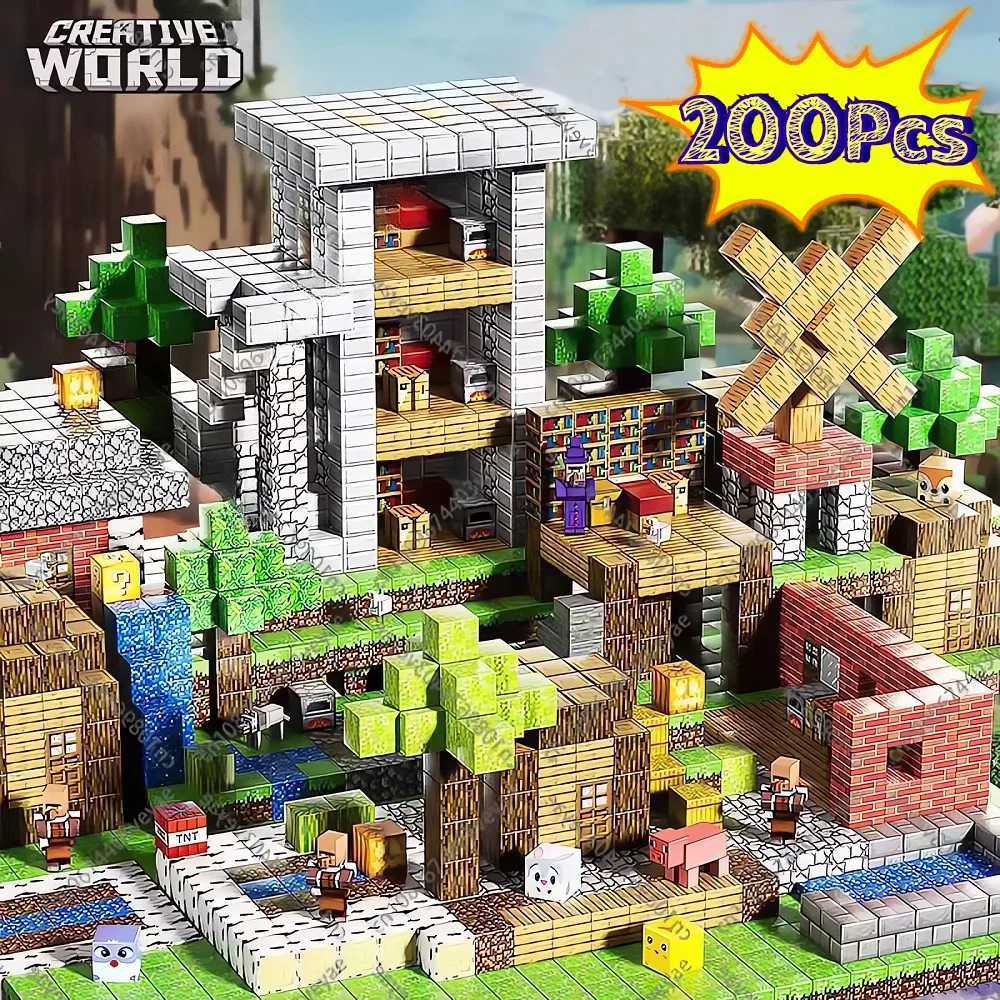 200pcs Magnetic Blocks-Build Mine Magnet World Set for Boys Girls Age 3+ Sensory Toys for Toddlers Gifts Construction ToysC250210