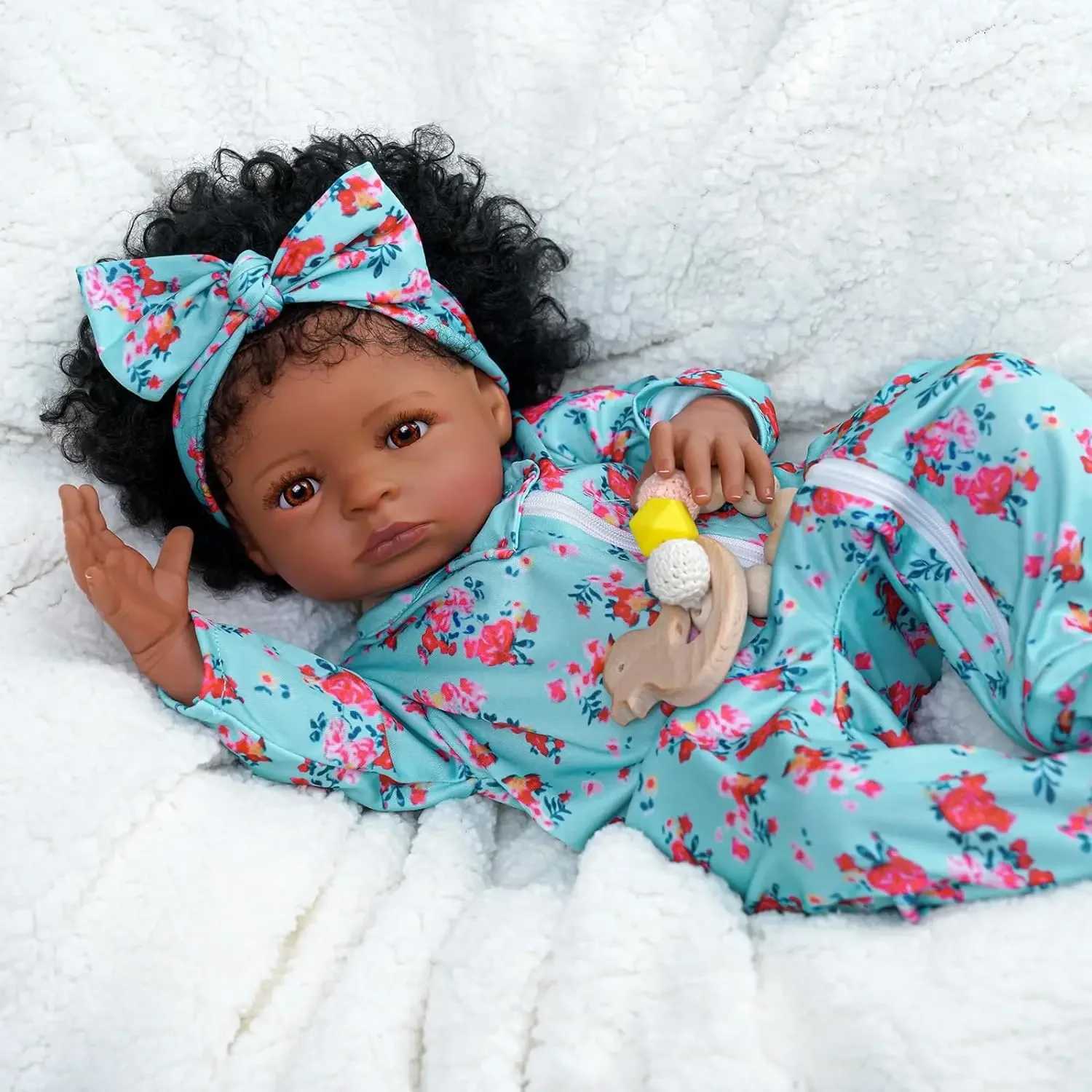 20 Inch Finished Reborn Baby Dolls Dark Skin Lanny African American Doll Princess Black Girl Vinyl Cloth Body Newborn Toy X250210