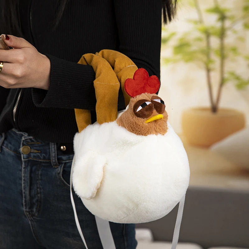 Creative Plush Chick Handbag Quirky Hen Modelling Handbag Cute Large Capacity Soft Doll Crossbody Bag Womens Birthday Gift 250207