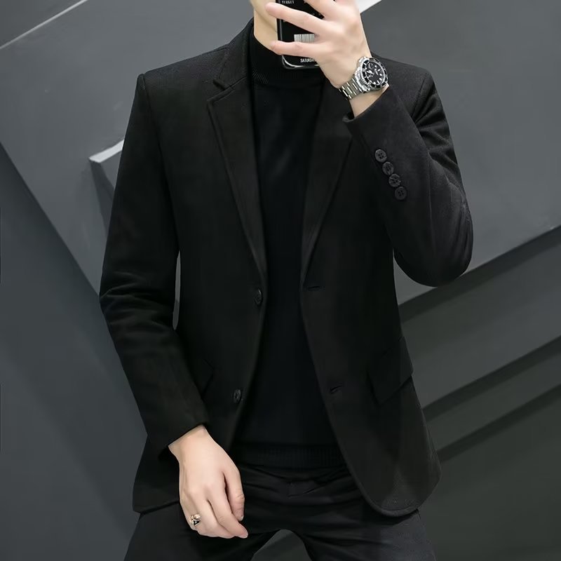 S208High-Quality Korean Slimline Men's Coat - Trendy and Comfortable Casual Outfit