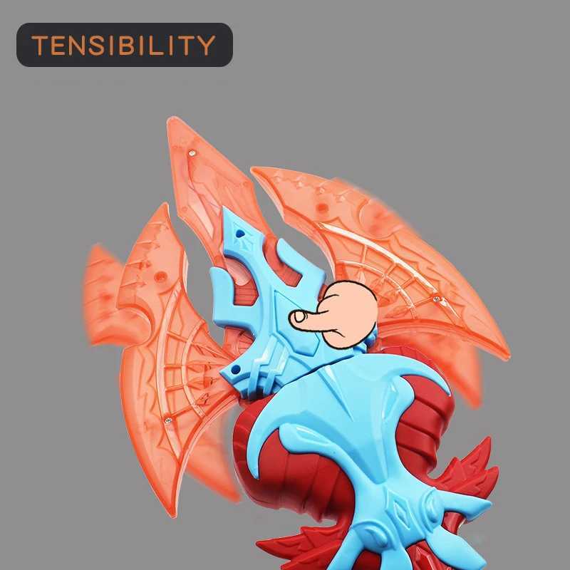 Childrens Electric Trident Toys Can Be Rotating Glowing Music Stick Cartoon Anime Cosplay Action Figure Boys Model Toys W250210