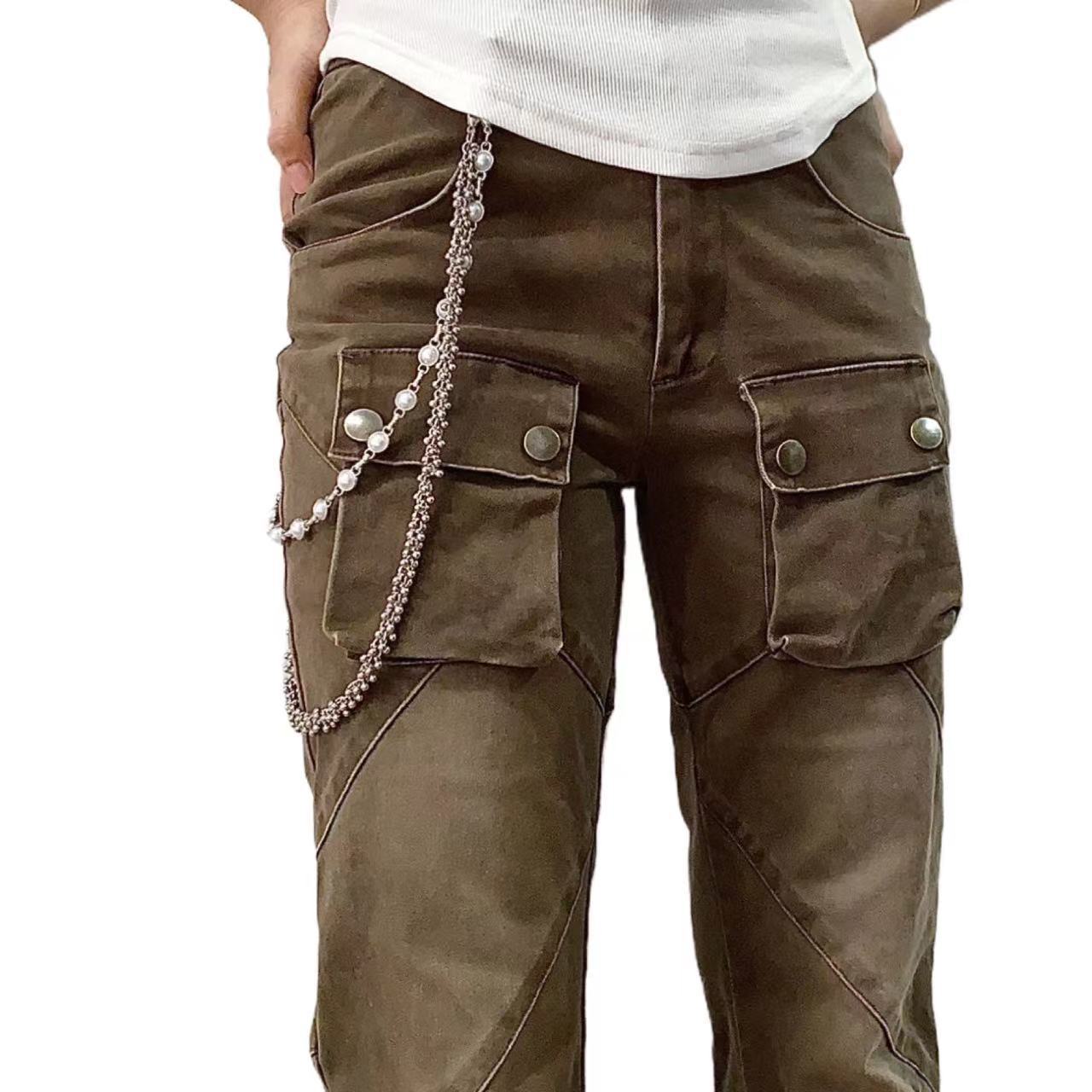Minimalism Bead Flower Three Tier Silvery Pants Chain Mens And Womens Styles luxurious Retro Key Chain Gothic y2k Accessories 250107