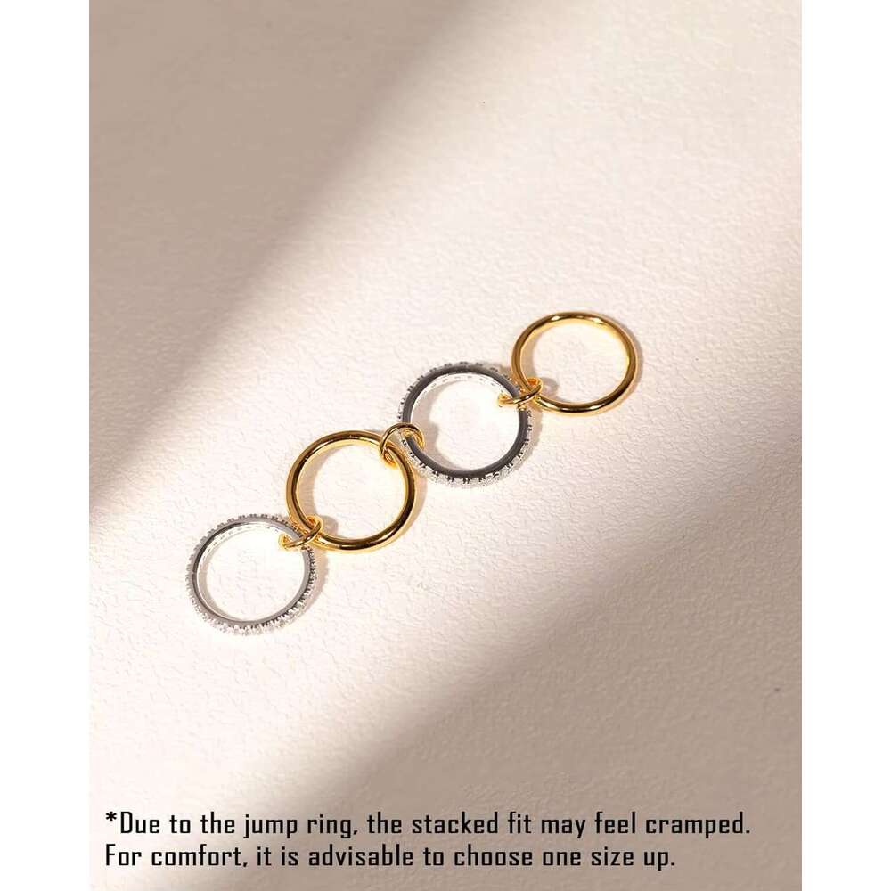 Gold Plated Stacking Rings Micro Paved 5A CZ Cubic Zirconia Dainty Stack Ring Trendy Full Finger Jewelry