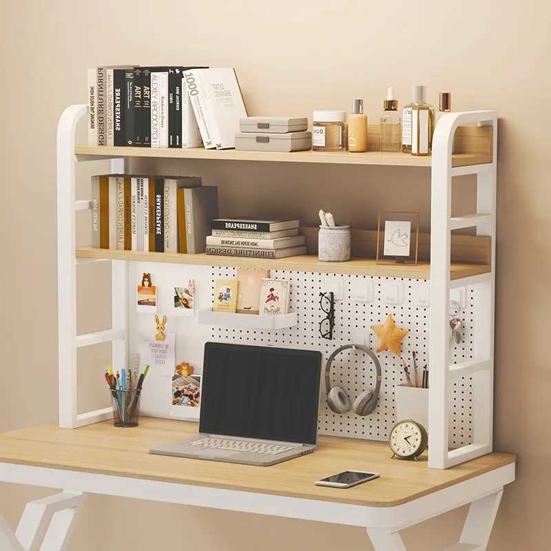 Storage Holders Racks Minimally modern office desk with multi layer wrought iron storage rack student home computer desktop perforated board bookshelf