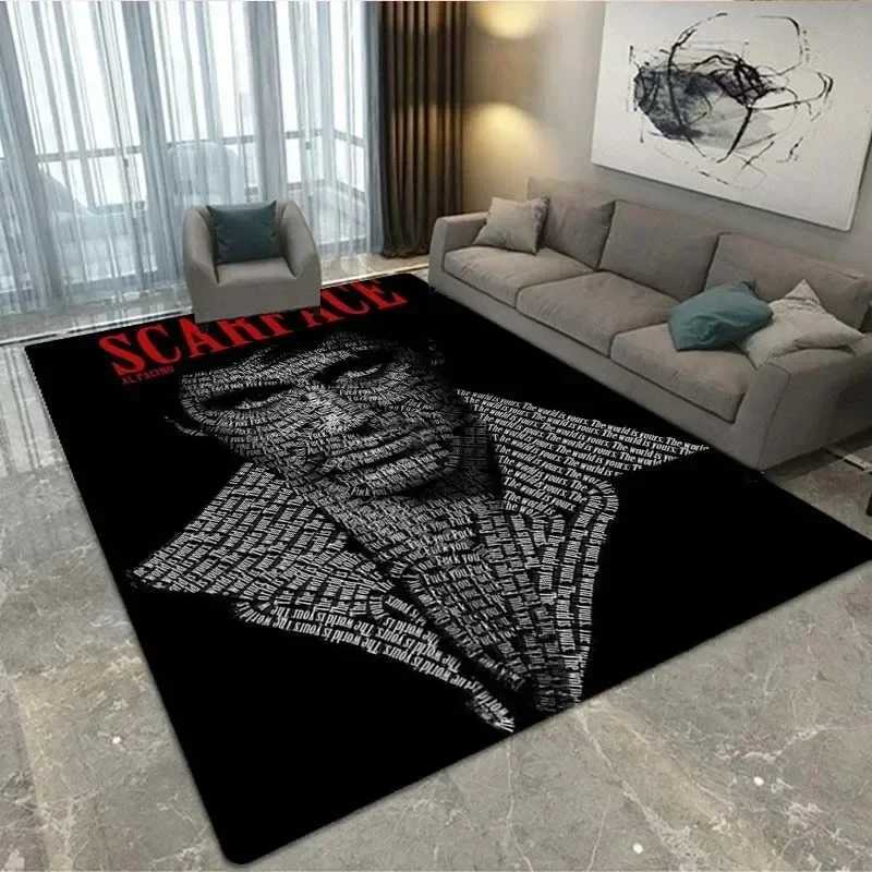 Movie Scarface 3D Printing Carpet for Living Room Non-slip Floor Mat Washable Bedroom Sofa Doormat Large Area Rug Decoration Y250210