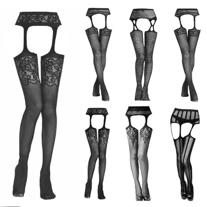 Black Sexy Fishnet Garter Belt Stocking Suspender Pantyhose Tights Thigh High Summer Sexy Legging 250210