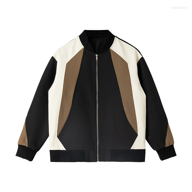 Men's Jackets American Versatile Casual Jacket Spring And Autumn Item Korean Version Light Mature Style Spliced Baseball Collar Top