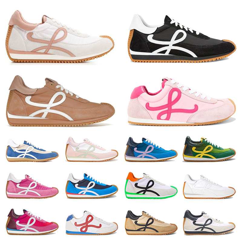 Mens Womens Luxury Sneakers Designer Running Shoe All Black White Green Pink Brown Blue Yellow Gym Lady Leather Trainers Sports Outdoor Shoe Dhgate