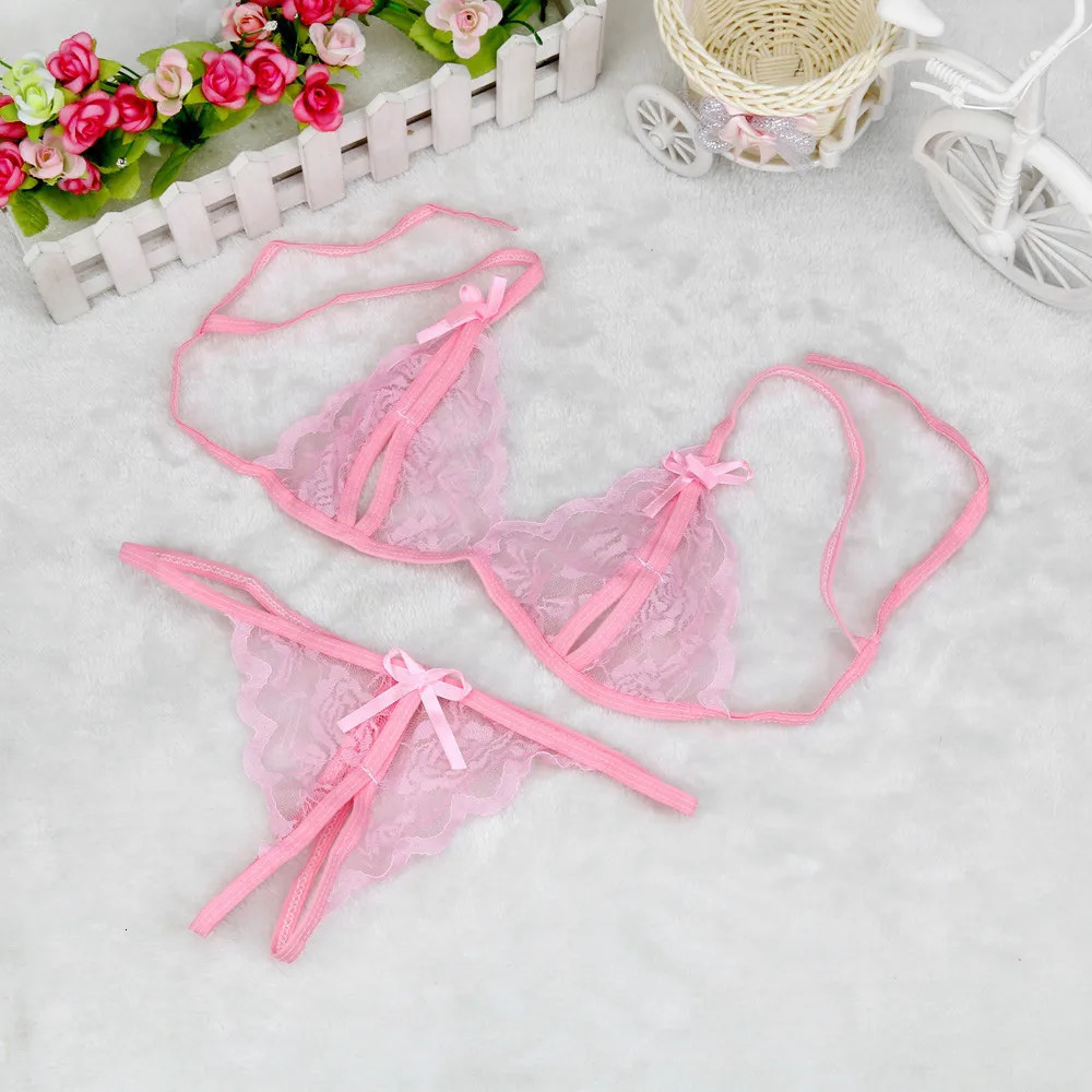 Lace Hollow Out Underwear Bra Set Sexy Lingerie Sex Sleepwear G-string Bra Suit Femme Lingerie Set Pajamas Erotic Clothing 250210