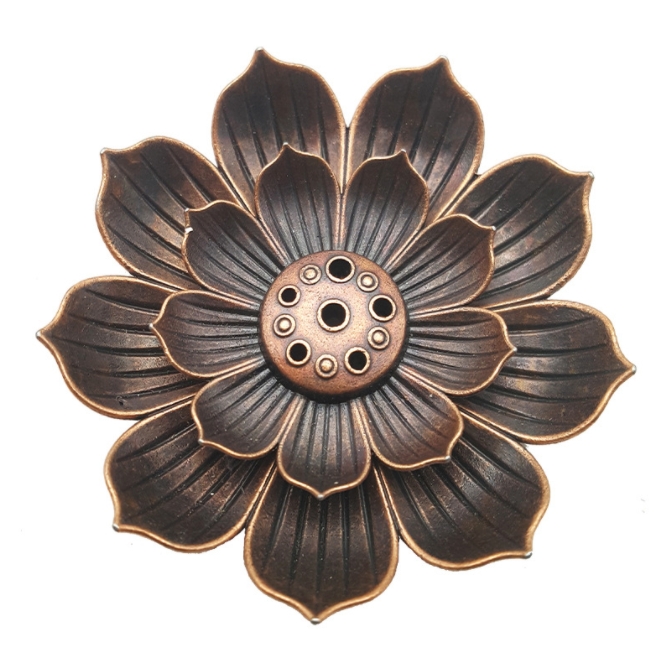 Alloy Incense Burner Stick Holder Buddhism Lotus Line Incense Plate Sandalwood Coil Base Temples Yoga Studios Home Decoration